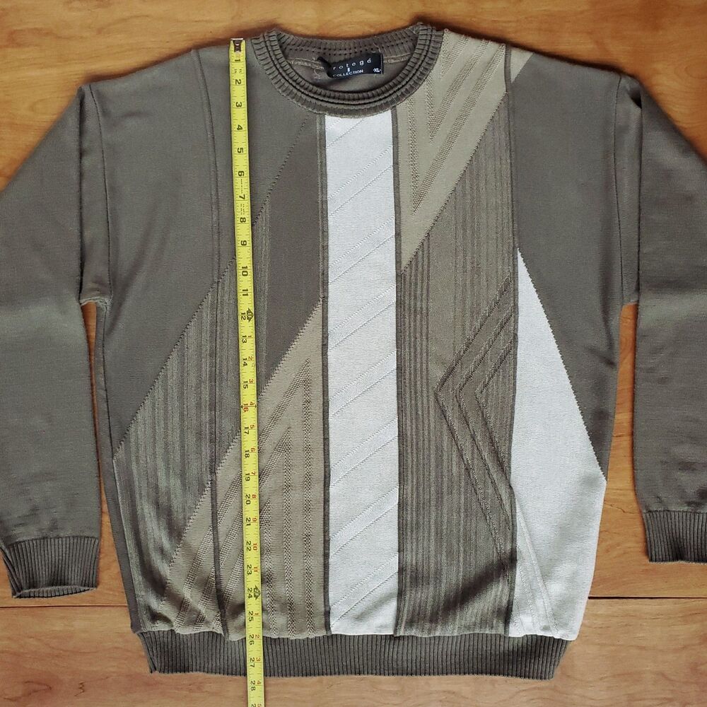 Vintage 90s Crewneck Sweater Mens XL Colorblock Acrylic Protege Collection USA - Picture 10 of 13